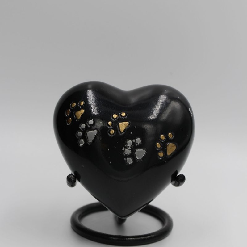Urna Corazón con Huellas Negra Pequeña